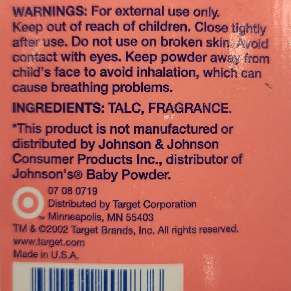 Talc Baby Powder Target Talcum, Fragrance Formula 22 Oz Half Full - Picture 2 of 2